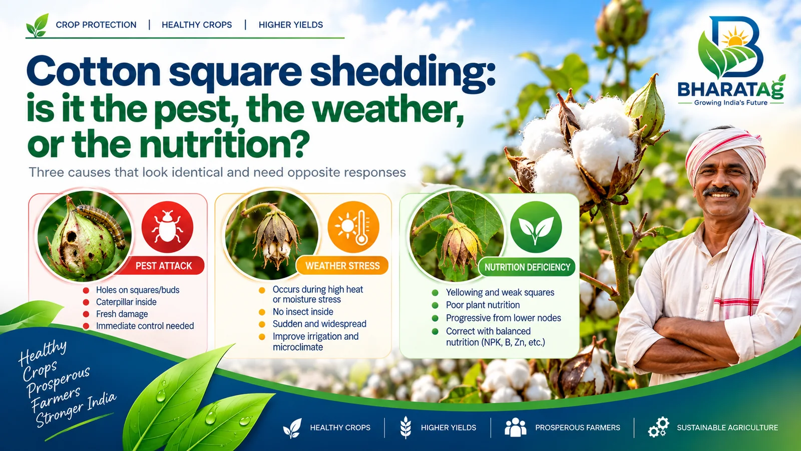 Cotton square shedding: is it the pest, the weather, or the nutrition? — BharatAg Crop Science