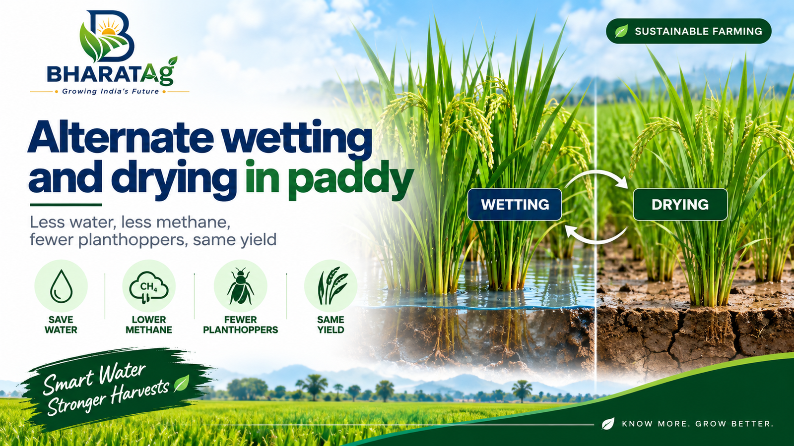 Alternate wetting and drying in paddy — BharatAg Crop Science
